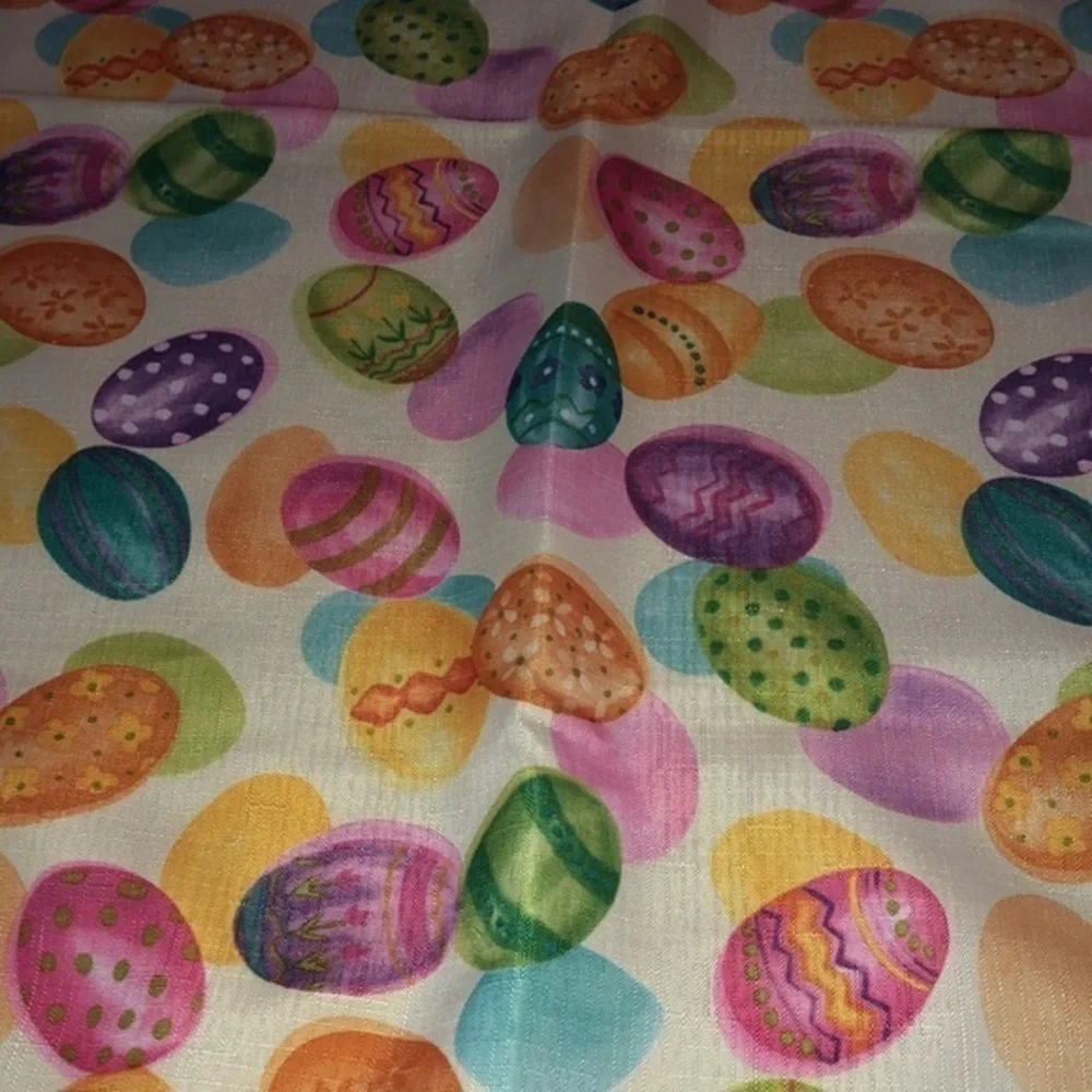 Easter Egg Print Eggs Fabric Tablecloth Multi color‎ 67x50”